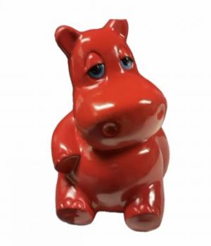 Figurine - Hippopotame rouge, 50 cm